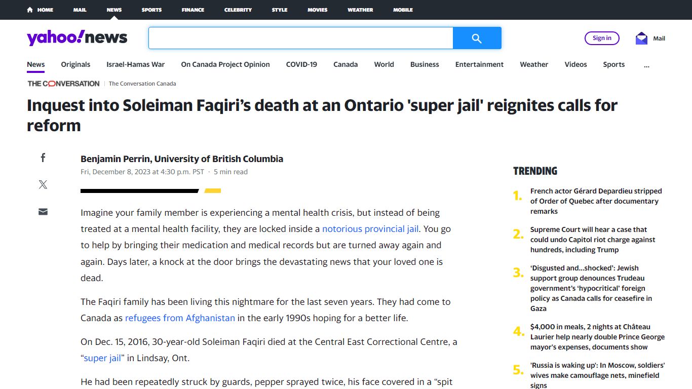 Inquest into Soleiman Faqiri’s death at an Ontario 'super jail ...